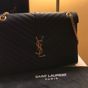 YSL Monogram LG Chain Quilted Black Bag